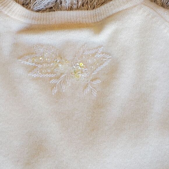 Vtg EVE Women's Button Down Cardigan Beaded Lambs Wool Blend Sz M Grandmacore - Picture 9 of 13